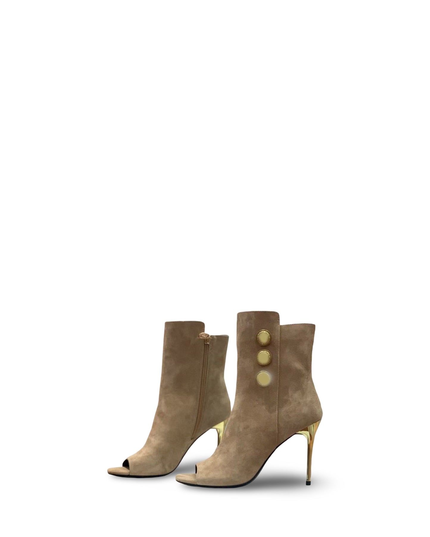 New Fish Mouth Metal Round Buckle Ankle Boots Super Stiletto Women's Shoes