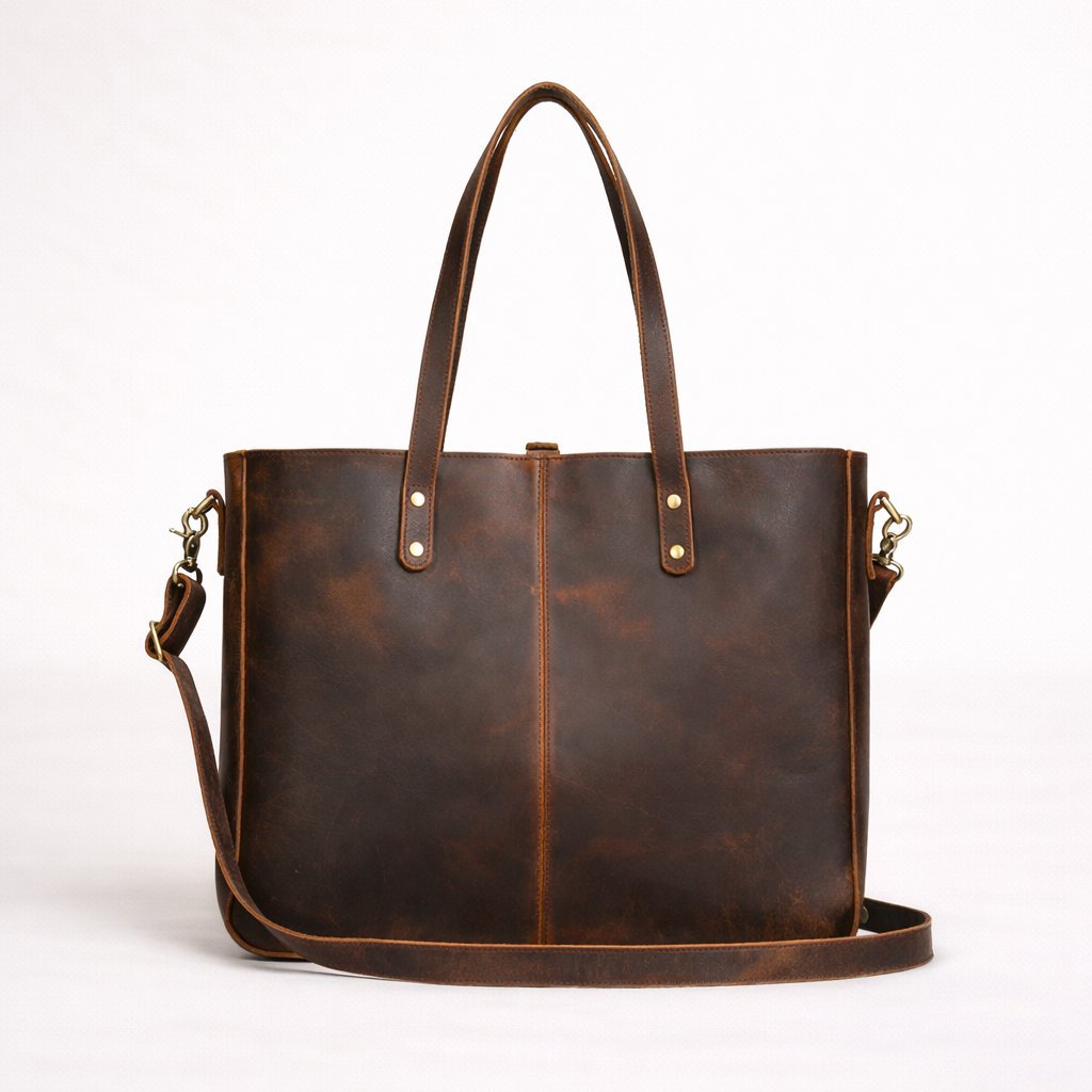 Retro Large First Layer Leather Tote