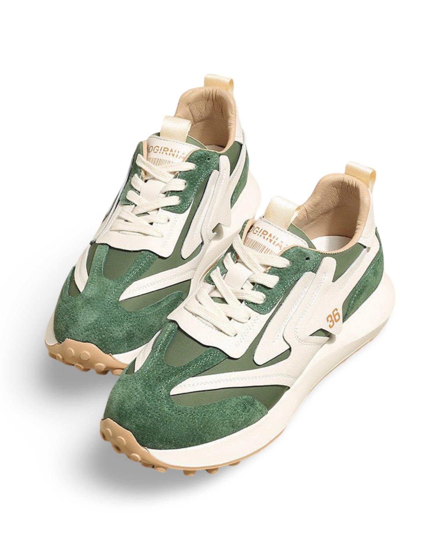 Niche Leather Forrest Shoes Women's Spring New All-match Thick-soled Sports Dad