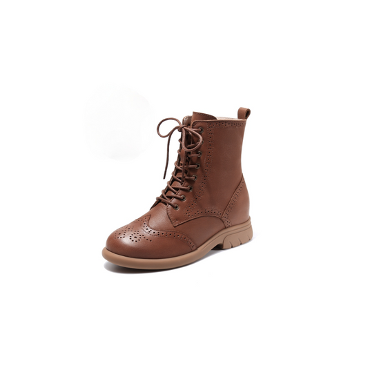First-Layer Leather Lace-Up Utility Boots