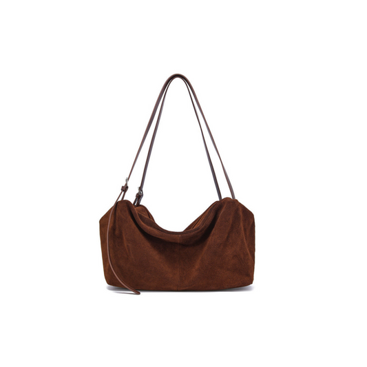 Matte Cowhide Shoulder Bag with Natural Drape —