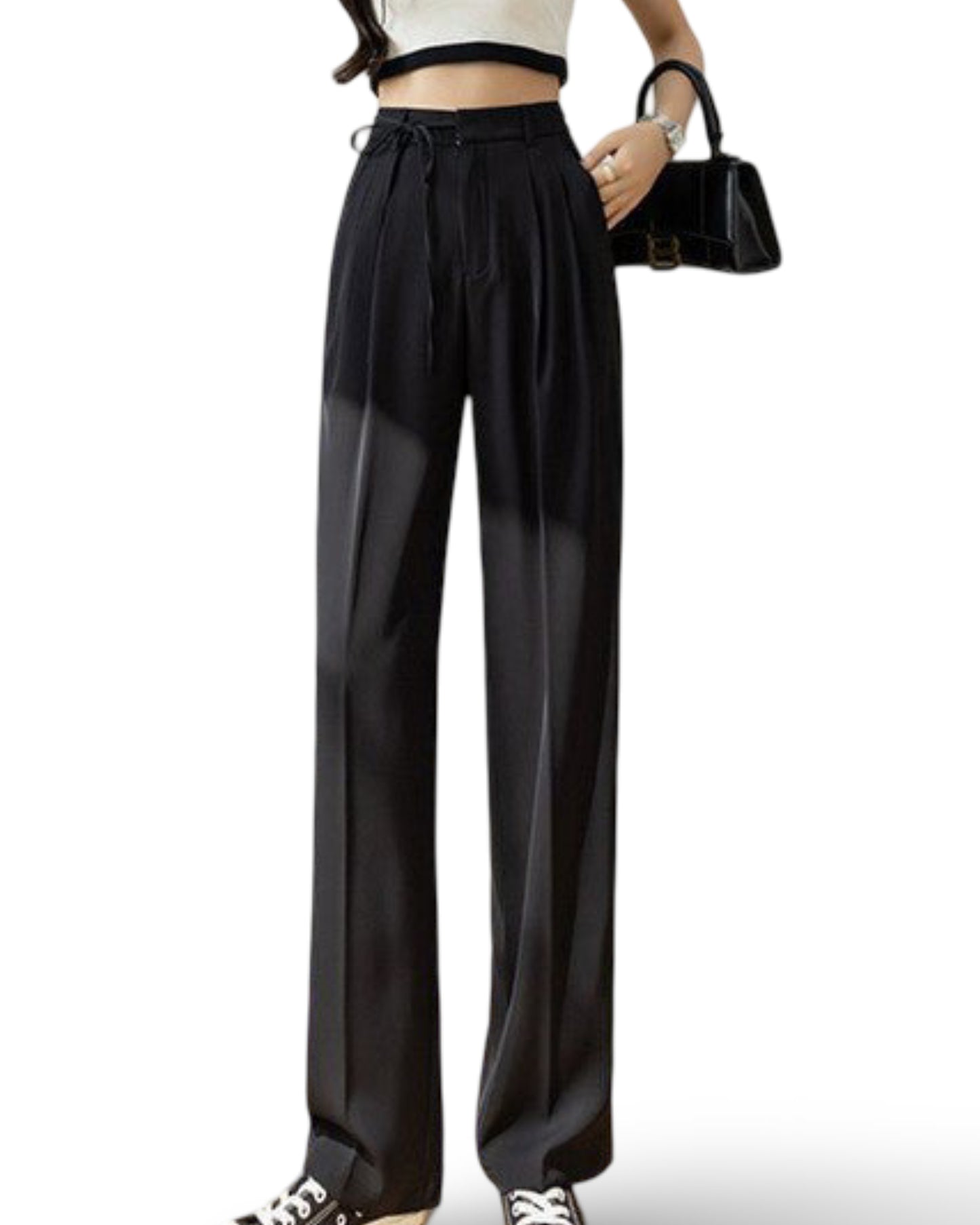 High Waist Drape Straight Loose Wide Leg Pants
