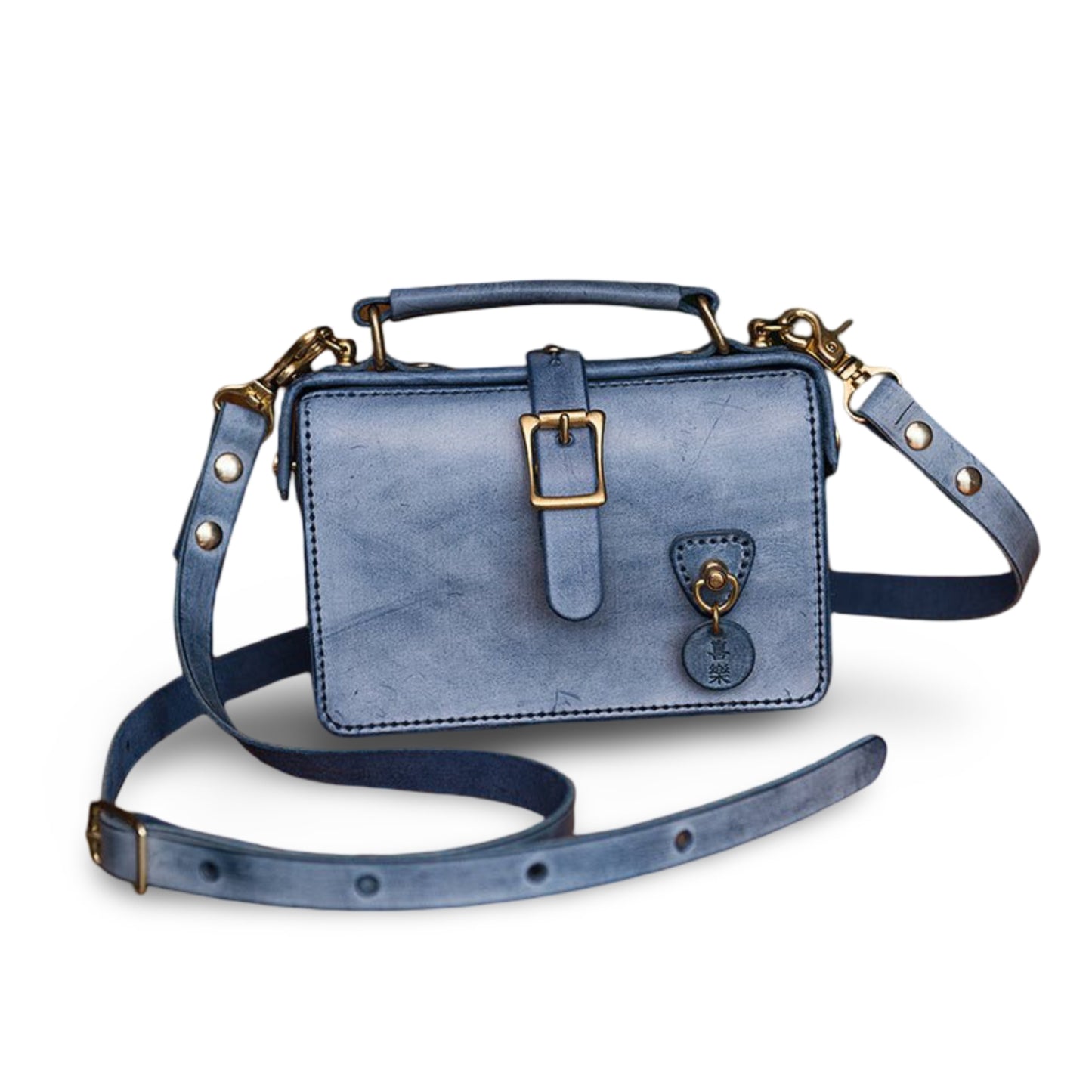 Handmade Cowhide Copper Buckle Ladies Small Square Bag DIY Material