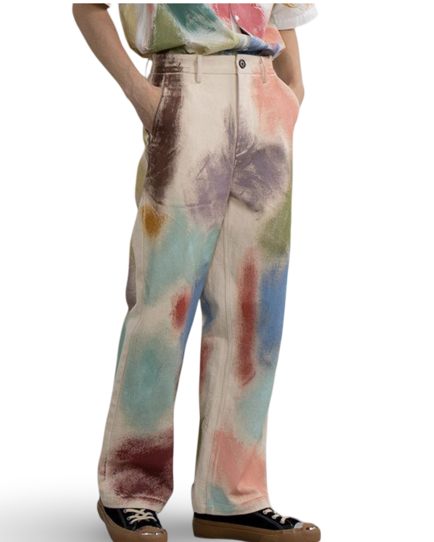 Ladies Fashion Straight Loose Hand Painted Painted Trousers