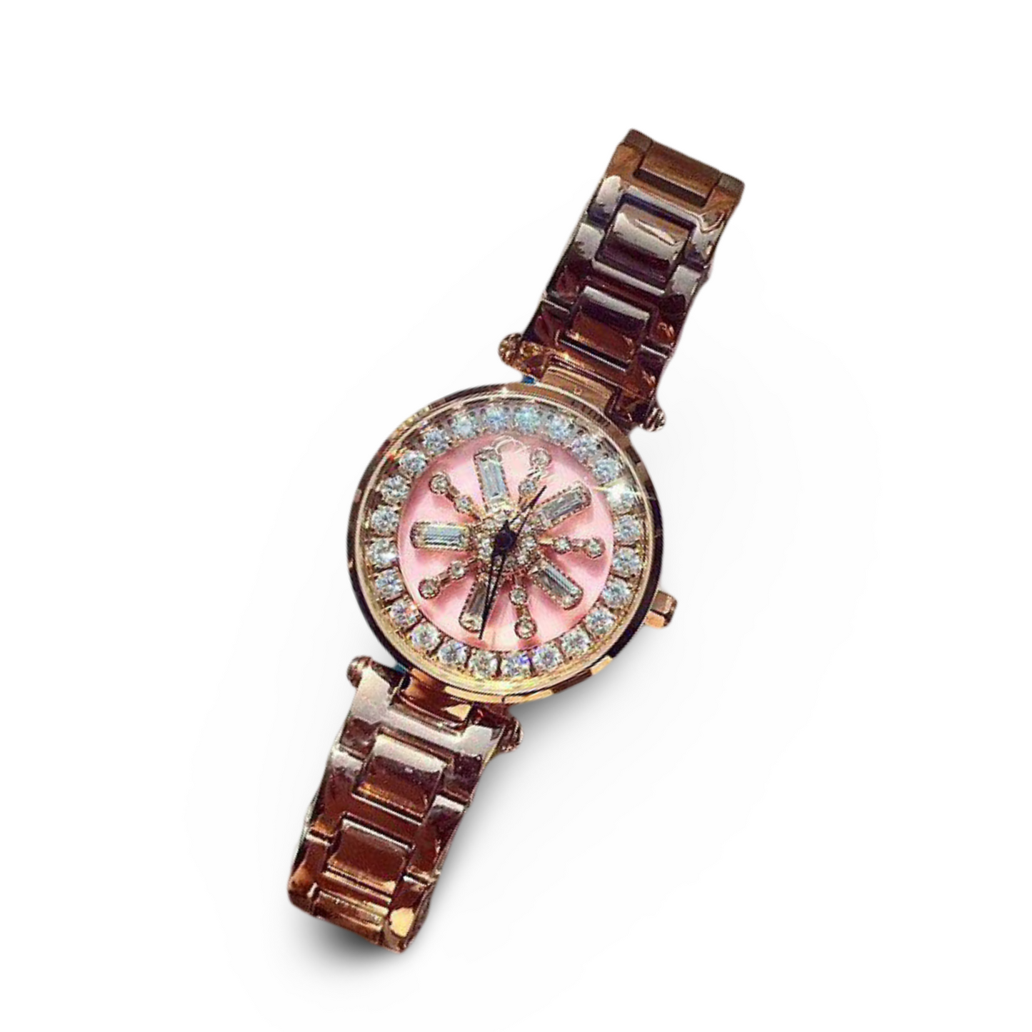 Rose gold atmospheric watch with shell shell and diamonds