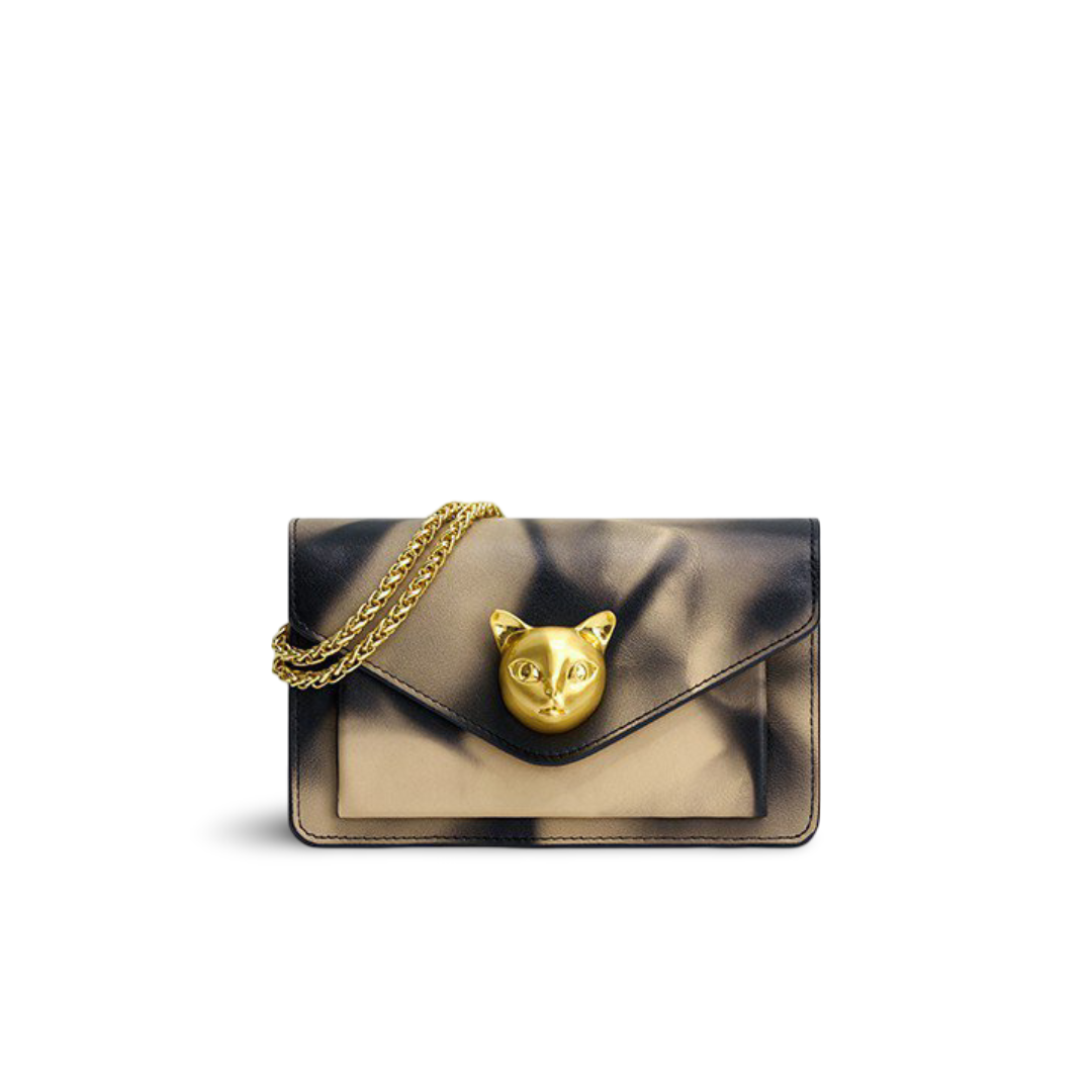 Cat-Head Clasp Structured Leather Chain Bag