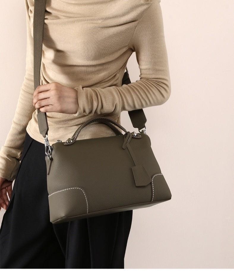 Soft-Structured Cowhide Shoulder Bag