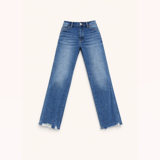 Architected Straight-Fit Jeans with Raw Precision Hem