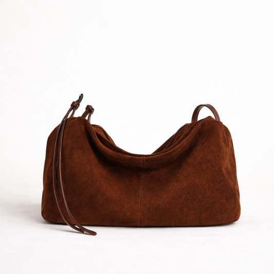 Matte Cowhide Shoulder Bag with Natural Drape —