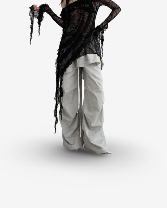 Washed Dirty Dyed Cotton Two-piece Removable Flounced Skirt Swing Casual Pants