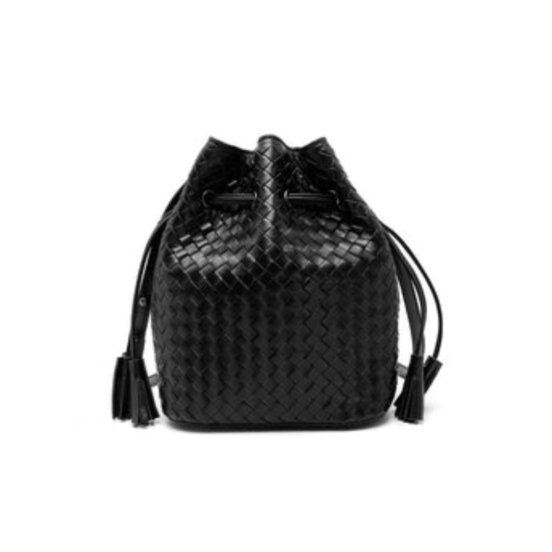 Woven Leather Bucket Bag with Controlled Softness