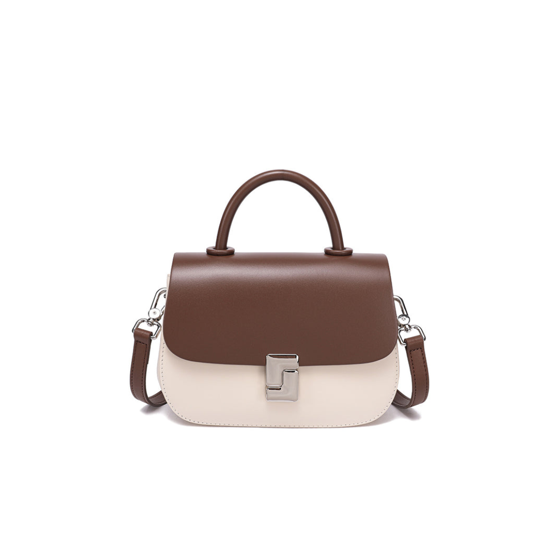 Two-Tone Structured Cowhide Top-Handle Bag
