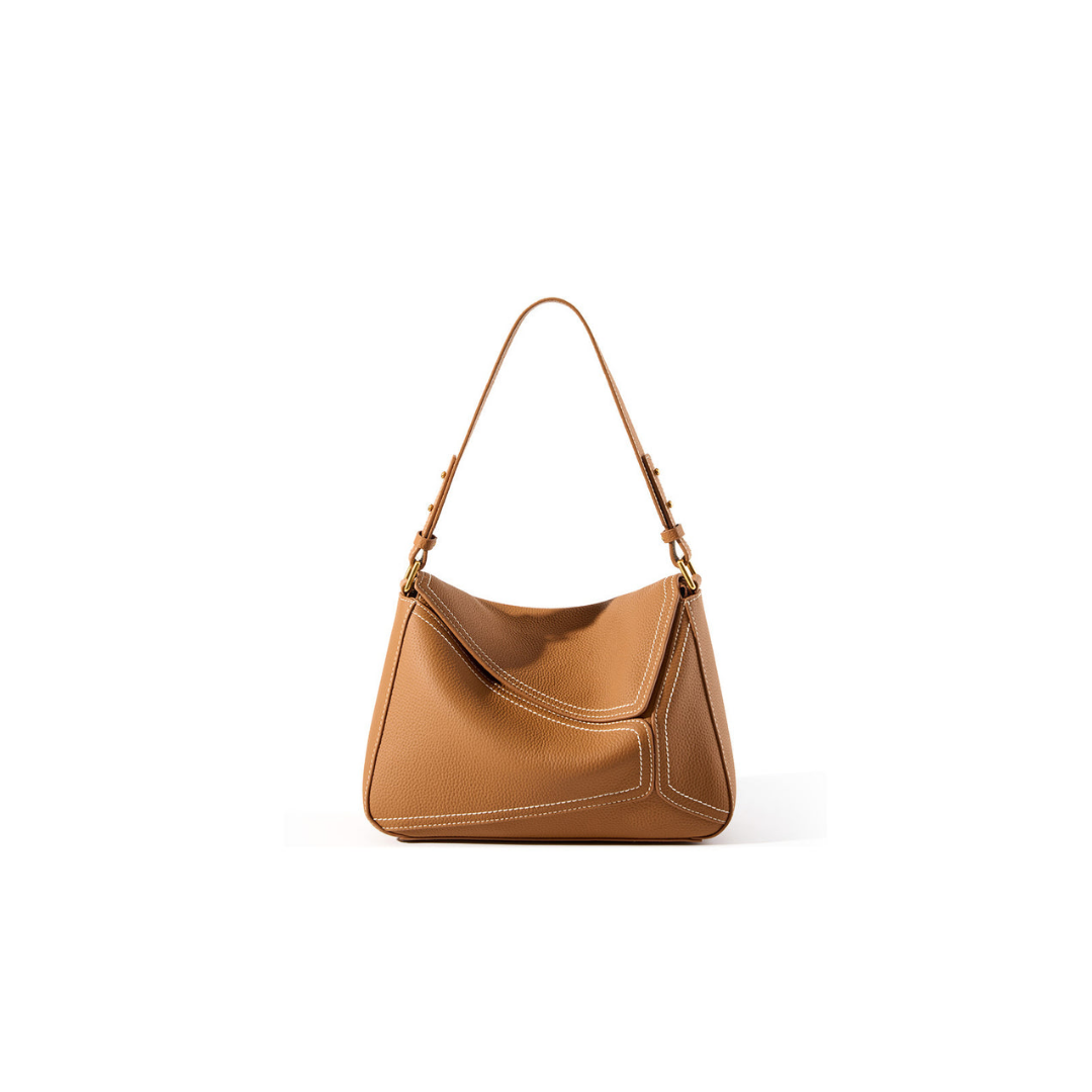 Structured Shoulder Bag — First-Layer Cowhide Leather