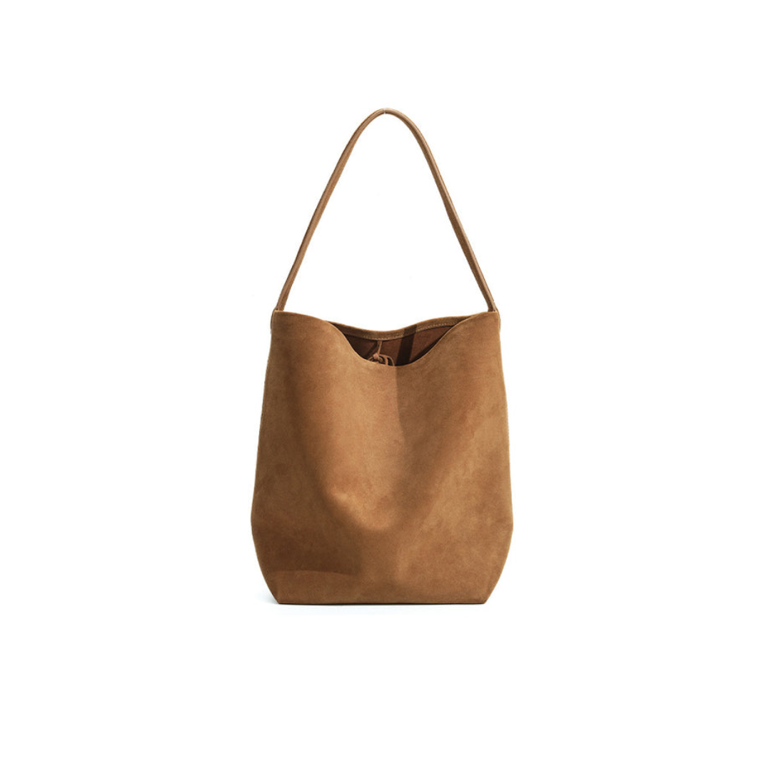 Soft-Form Bucket Shoulder Bag in First-Layer Cowhide —