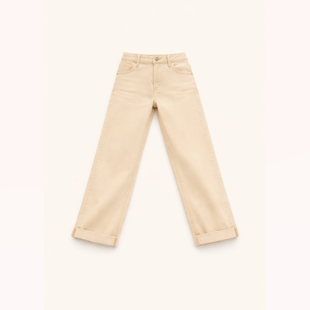 Soft-Cream Structured Straight Jeans — Quiet premium Core