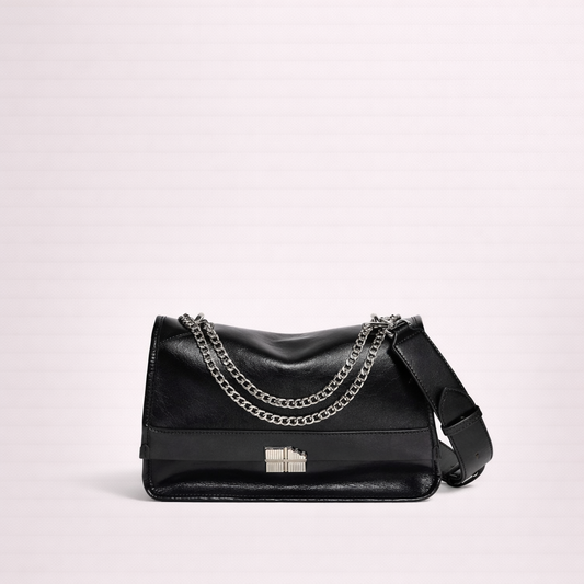 Structured Chain Shoulder Bag in Two-Layer Cowhide