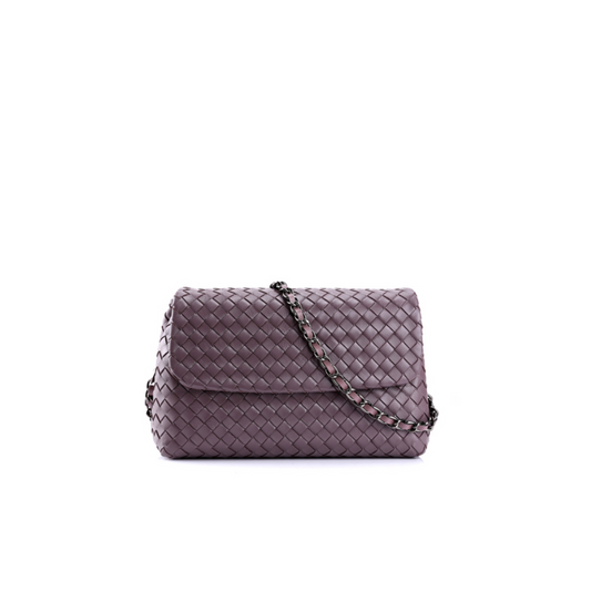 Woven Flap with Chain Strap Cowhide & Sheepskin Construction