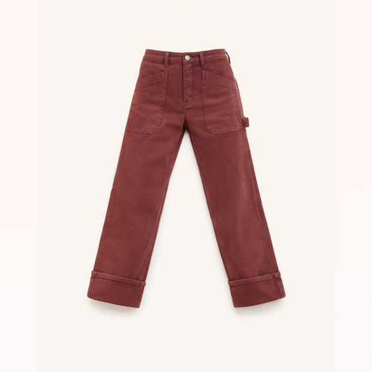 Burgundy Utility Straight Jeans — Structured Confidence Edition
