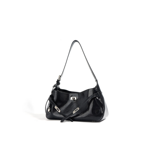 Soft-Form Hobo Shoulder Bag with Embossed Front Panel