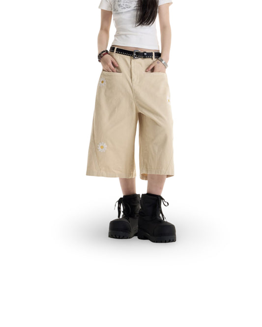 American Hot Girl Embroidered Casual Shorts