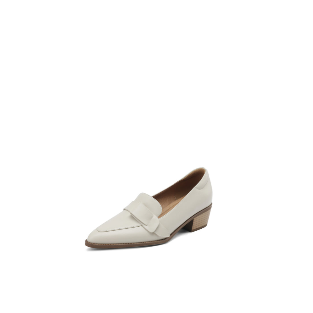 Structured Leather Loafer with Low Block Heel