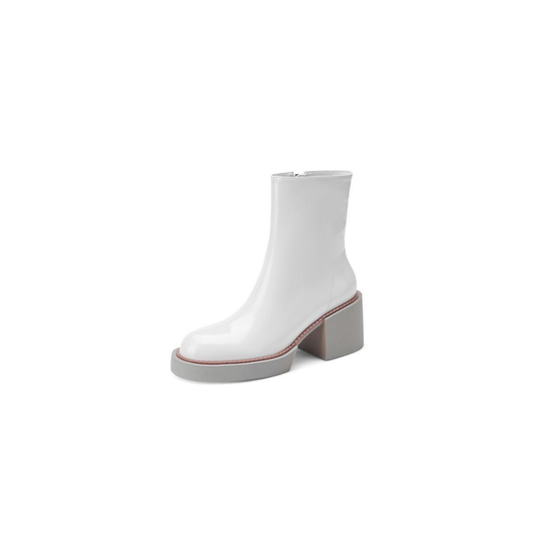 Structured Genuine Leather Ankle Boots