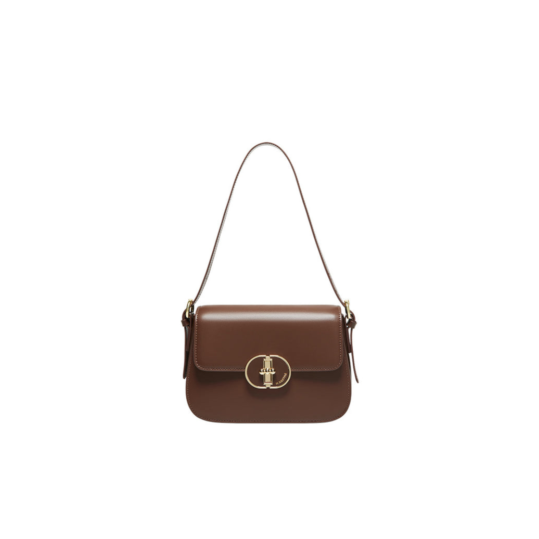 Structured Shoulder Bag — Two-Layer Cowhide Leather