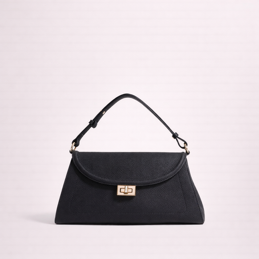 Structured Matte Shoulder Bag in First-Layer Cowhide —