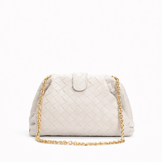 Woven Cowhide Chain Shoulder Bag