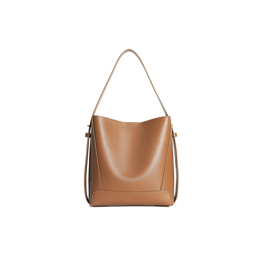 Soft Bucket Shoulder Bag in First-Layer Cowhide