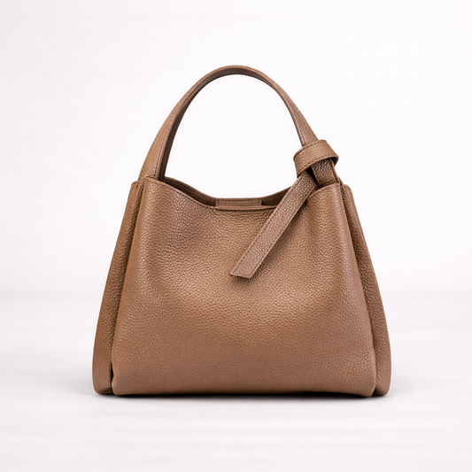 Compact Structured Handbag in First-Layer Cowhide