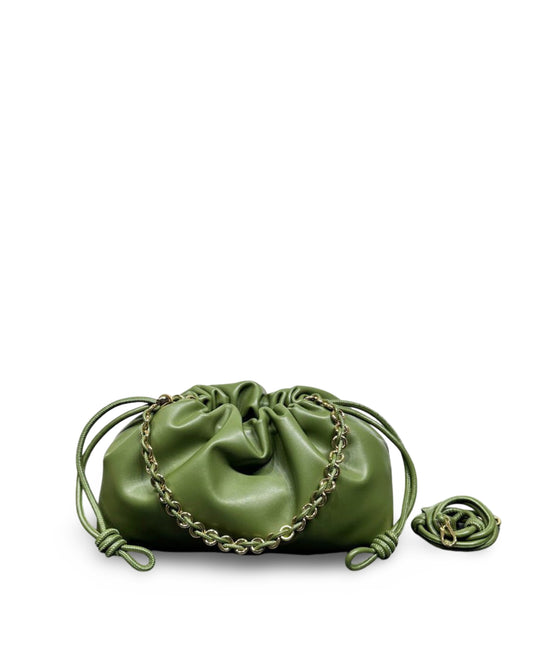 Chinese Style Crossbody Women's Bag Cowhide Lucky Bag Drawstring Clouds