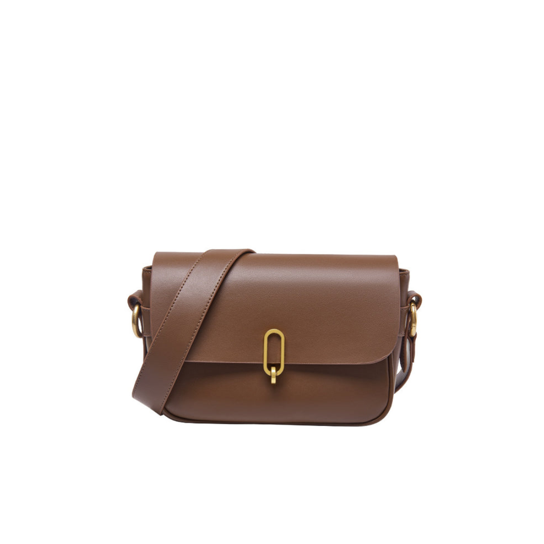 Structured Flap Crossbody Bag in Two-Layer Cowhide