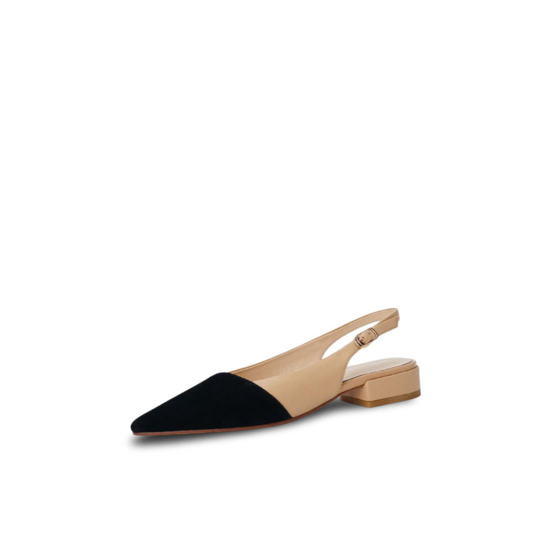 Two-Tone Leather Slingback with Low Balance Heel