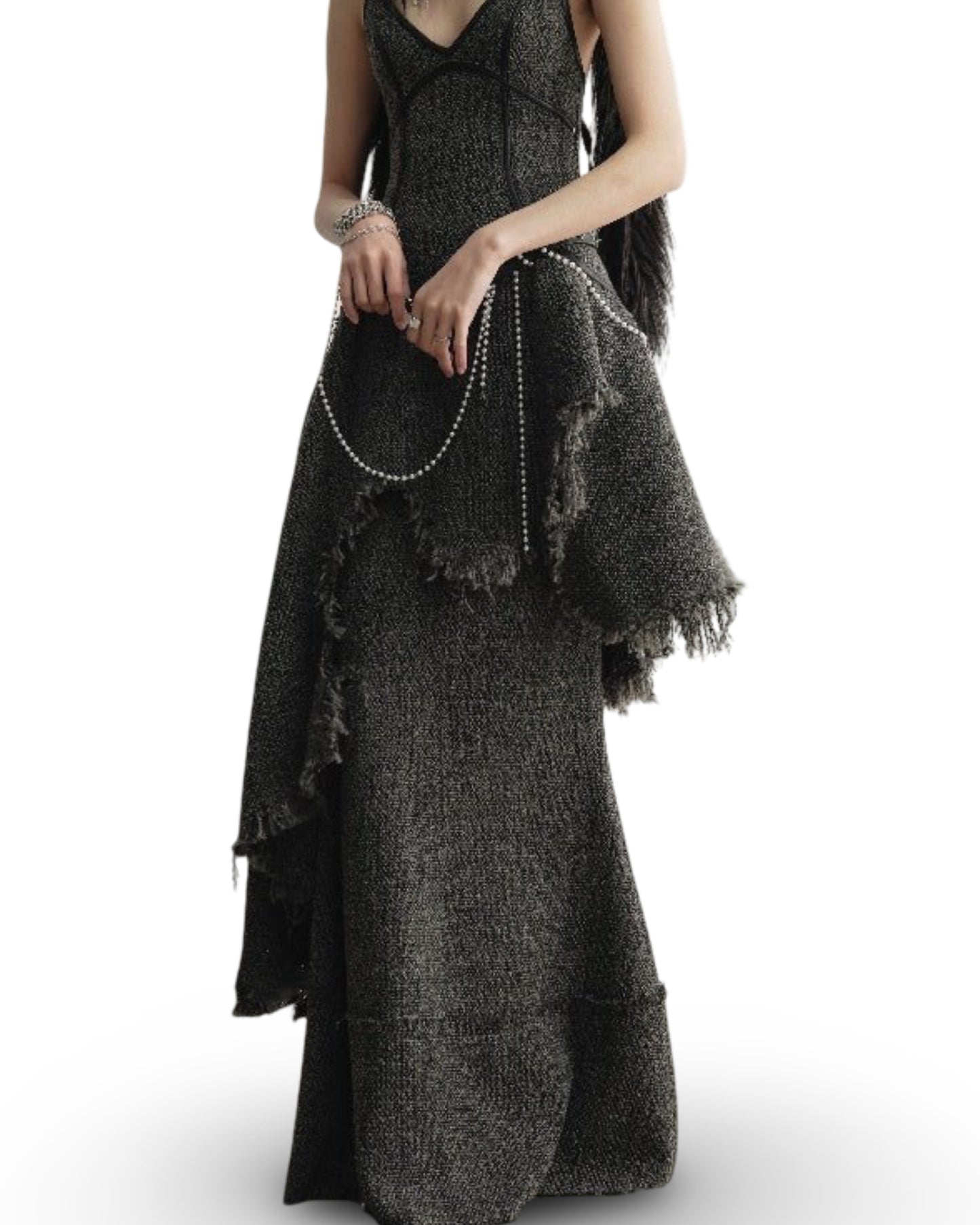 Forest Misty Green Ruffled Maxi Skirt