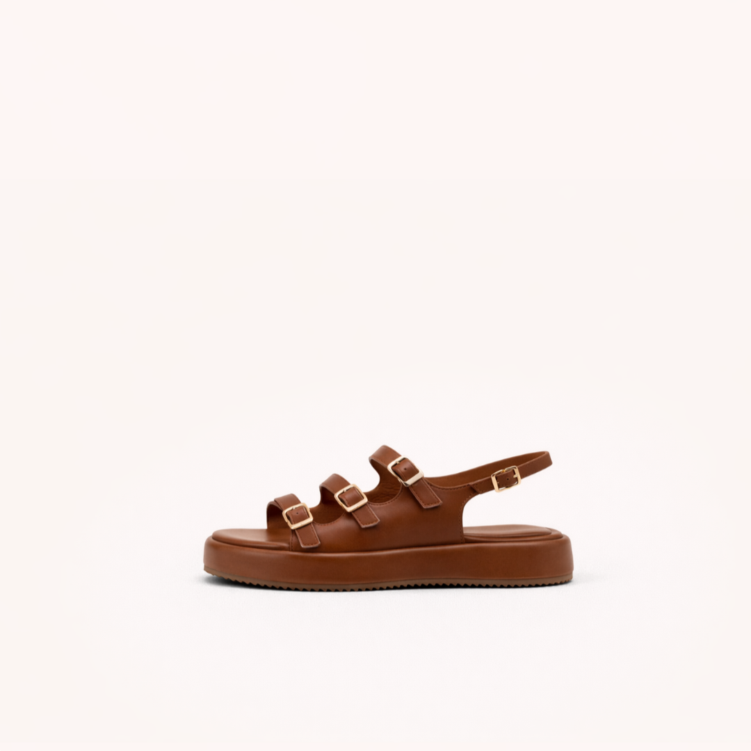 First-Layer Cowhide Platform Sandal – Multi-Buckle Support Build