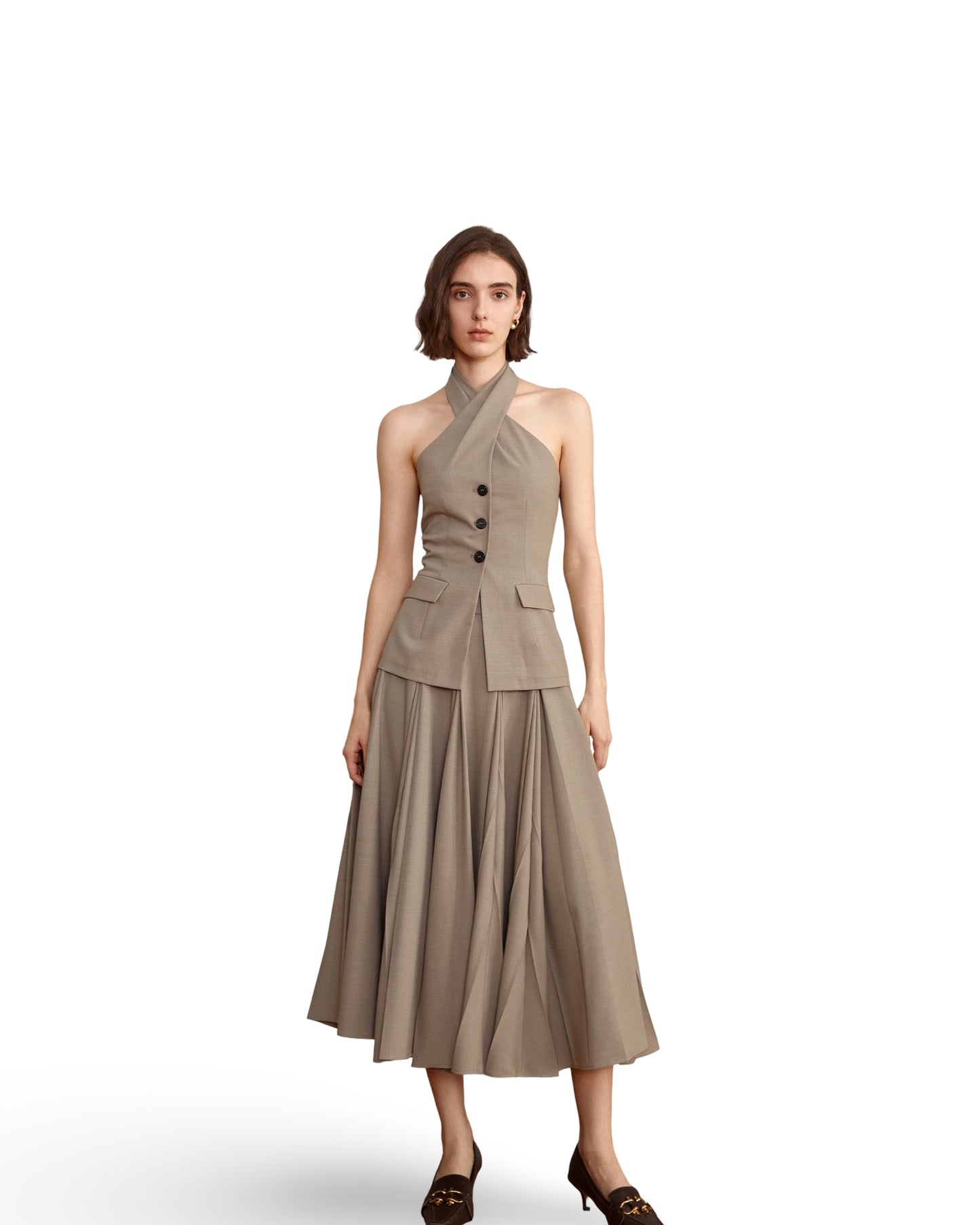 Design Sense Cross-halterneck Suit Vest Women's Slim Fit Niche Sleeveless Top