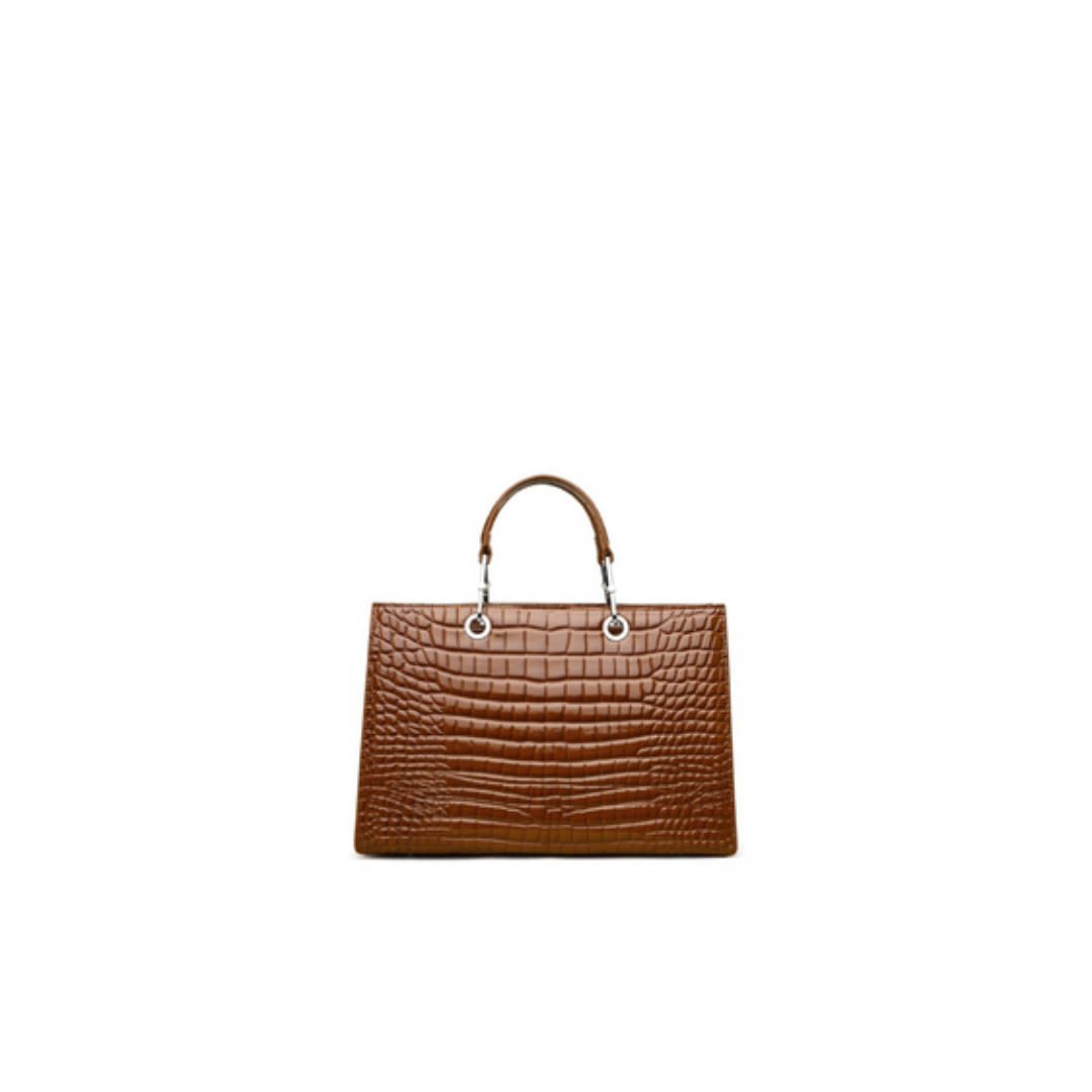 Croc-Embossed Structured Carry Tote