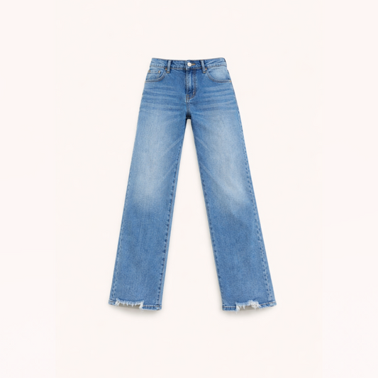 Two-Tone Structured Straight-Leg Jeans