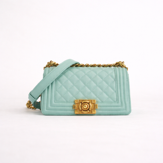 Quilted Flap Shoulder Bag in First-Layer Cowhide