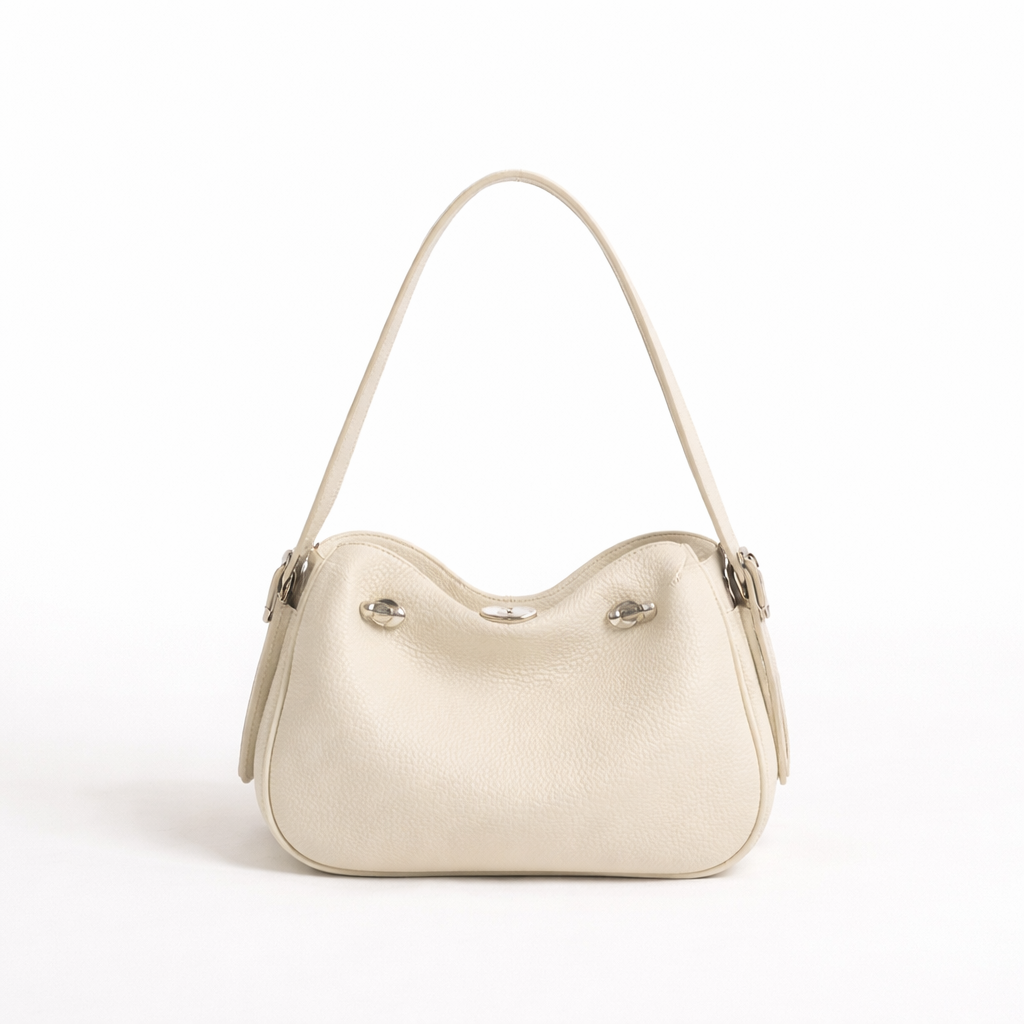 Compact Shoulder Bag in First-Layer Cowhide Leather