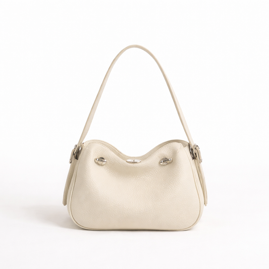 Compact Shoulder Bag in First-Layer Cowhide Leather