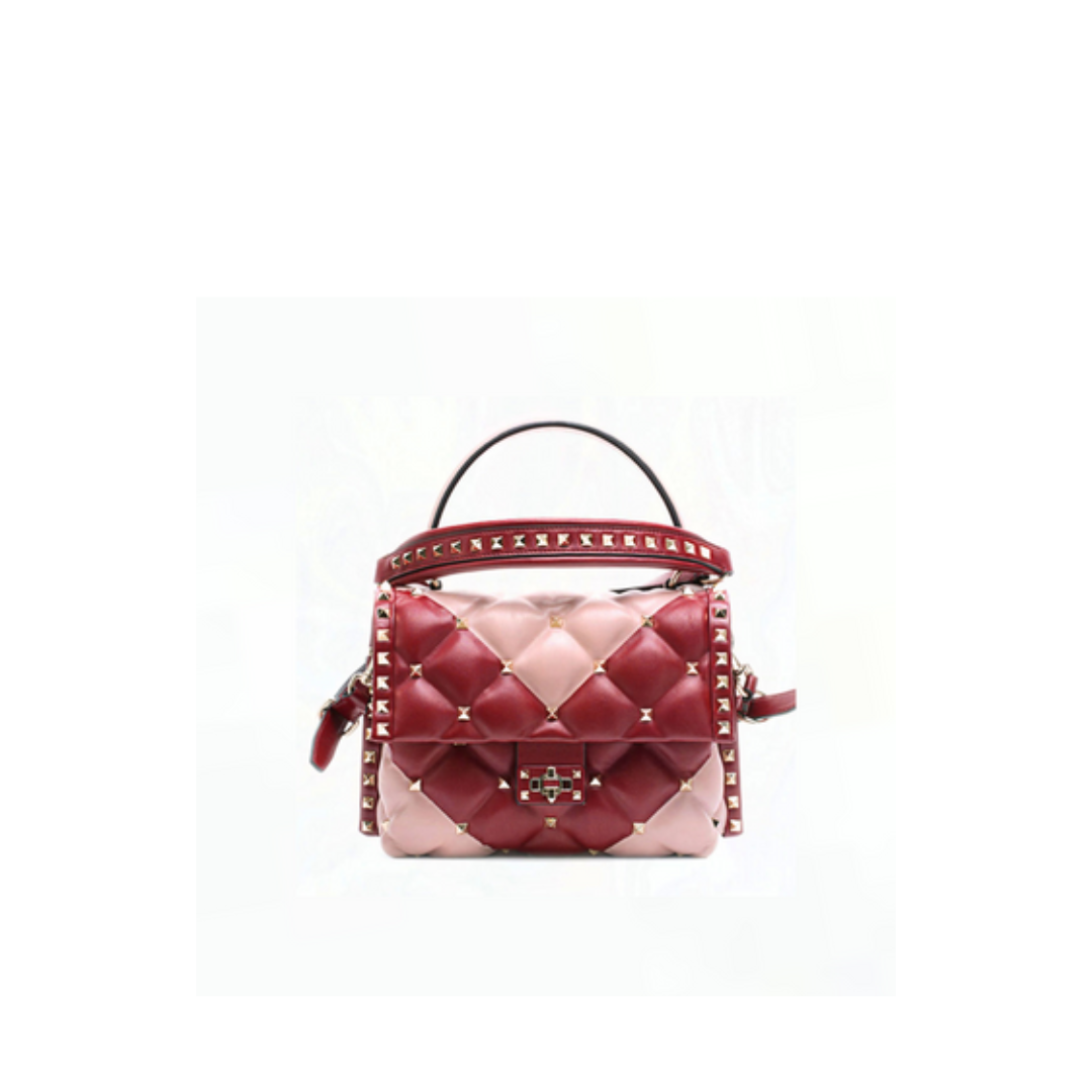 Quilted Stud Leather Top-Handle Bag