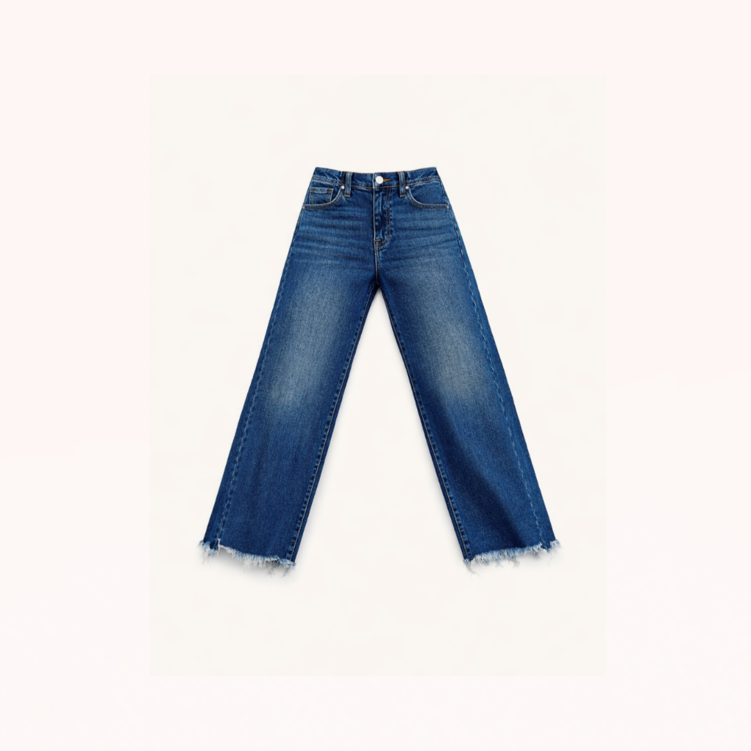 Wide-Leg Raw-Hem Jeans — Structured Ease