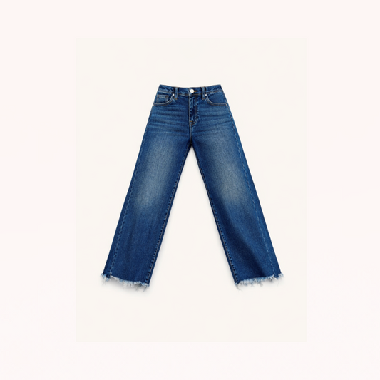 Wide-Leg Raw-Hem Jeans — Structured Ease