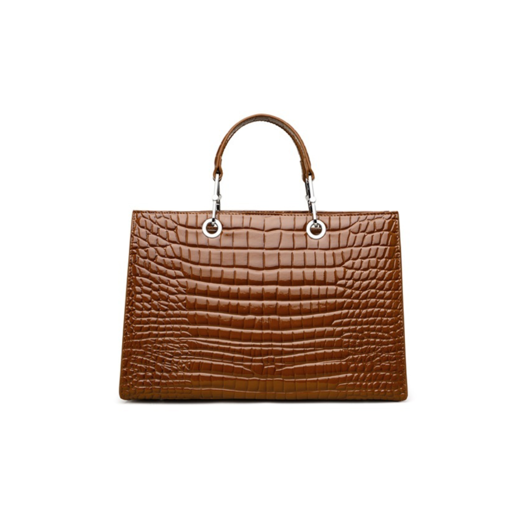 Croc-Embossed Structured Carry Tote