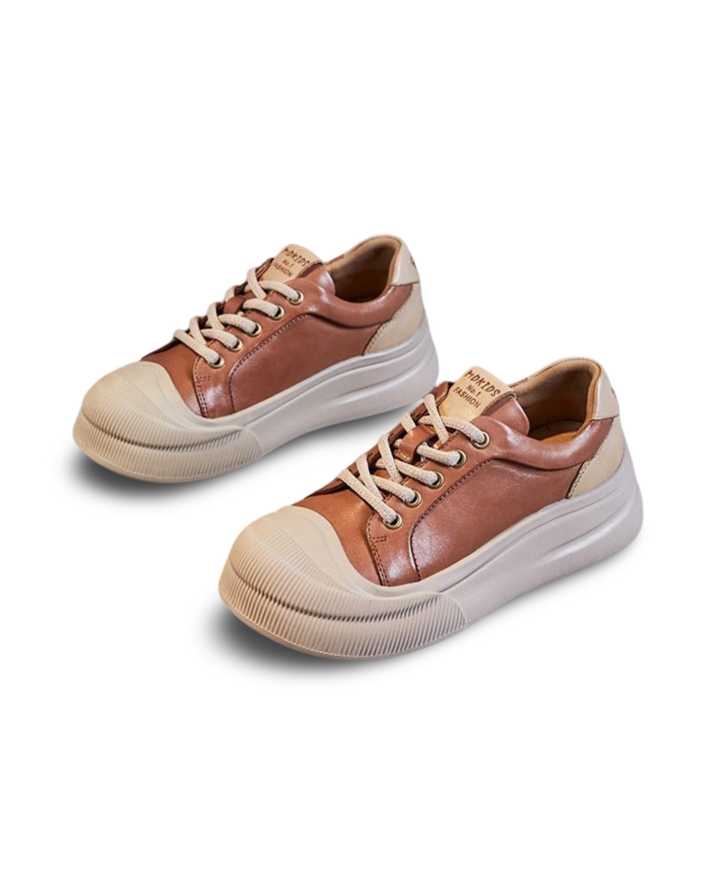 Leather Platform Biscuit Round Toe Platform Lace-up Sports Business Casual Shoes