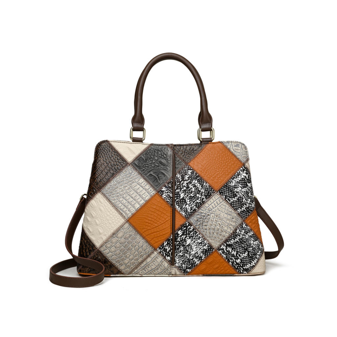 Geometric Patchwork Structured Tote
