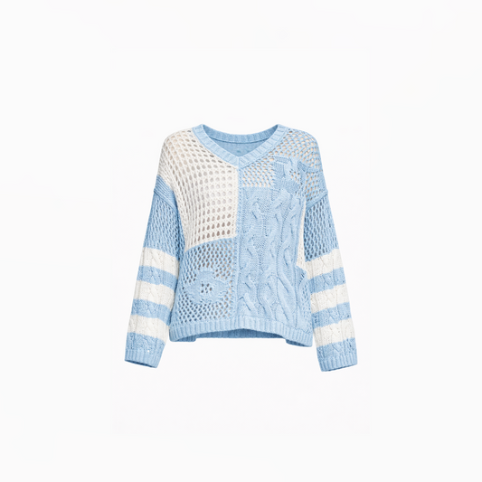 Open-Weave Panelled Knit Top