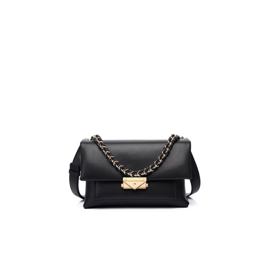 Structured Flap Shoulder Bag with Chain Carry